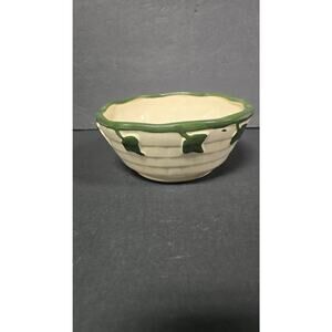 Vintage Roseville Ceramic Bowl Beige Green Ivy 8.75" USA Serving Kitchen Decor